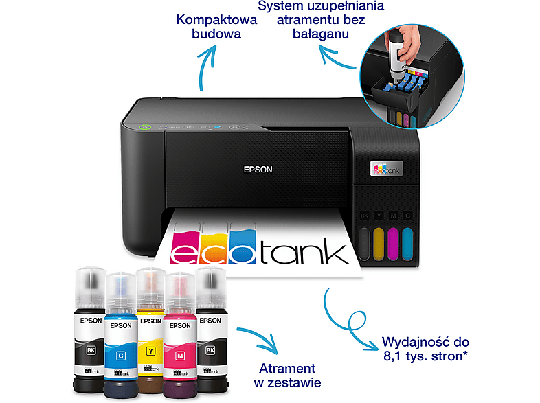 Epson Urządzenie wielofunkcyjne EcoTank L3270 ITS color A4/33ppm/USB/WiFi/3pl/3.9kg/cz.panel – zdjęcie 3