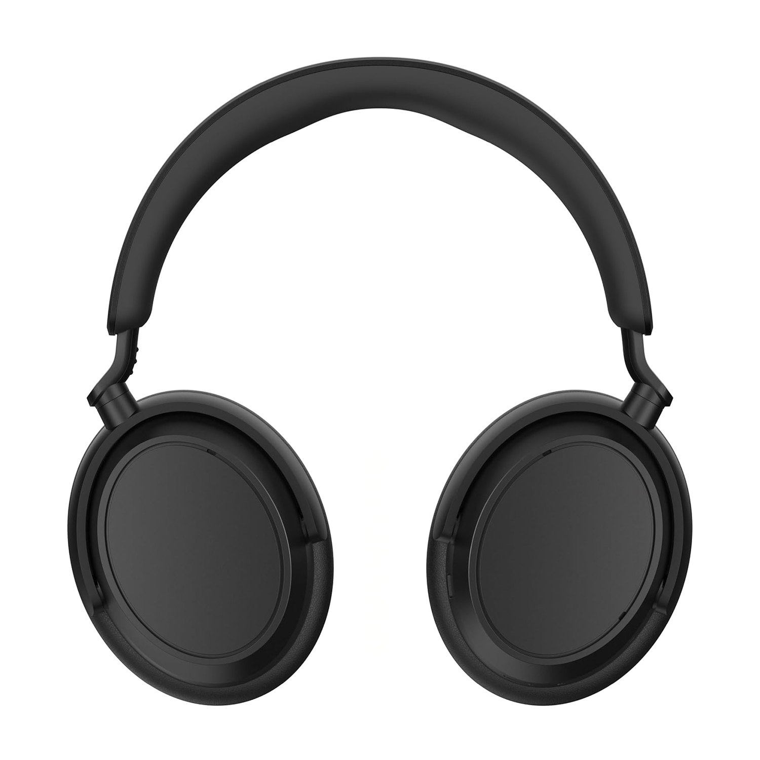 Cuffie over-ear nere. Le cuffie hanno padiglioni circolari e una fascia imbottita.