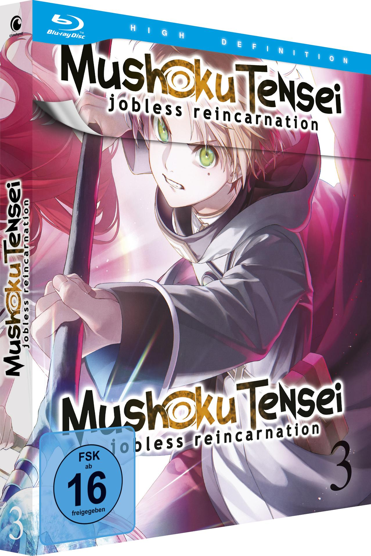Blu-ray-Disc-Cover-Art eines Anime-Charakters mit Text.