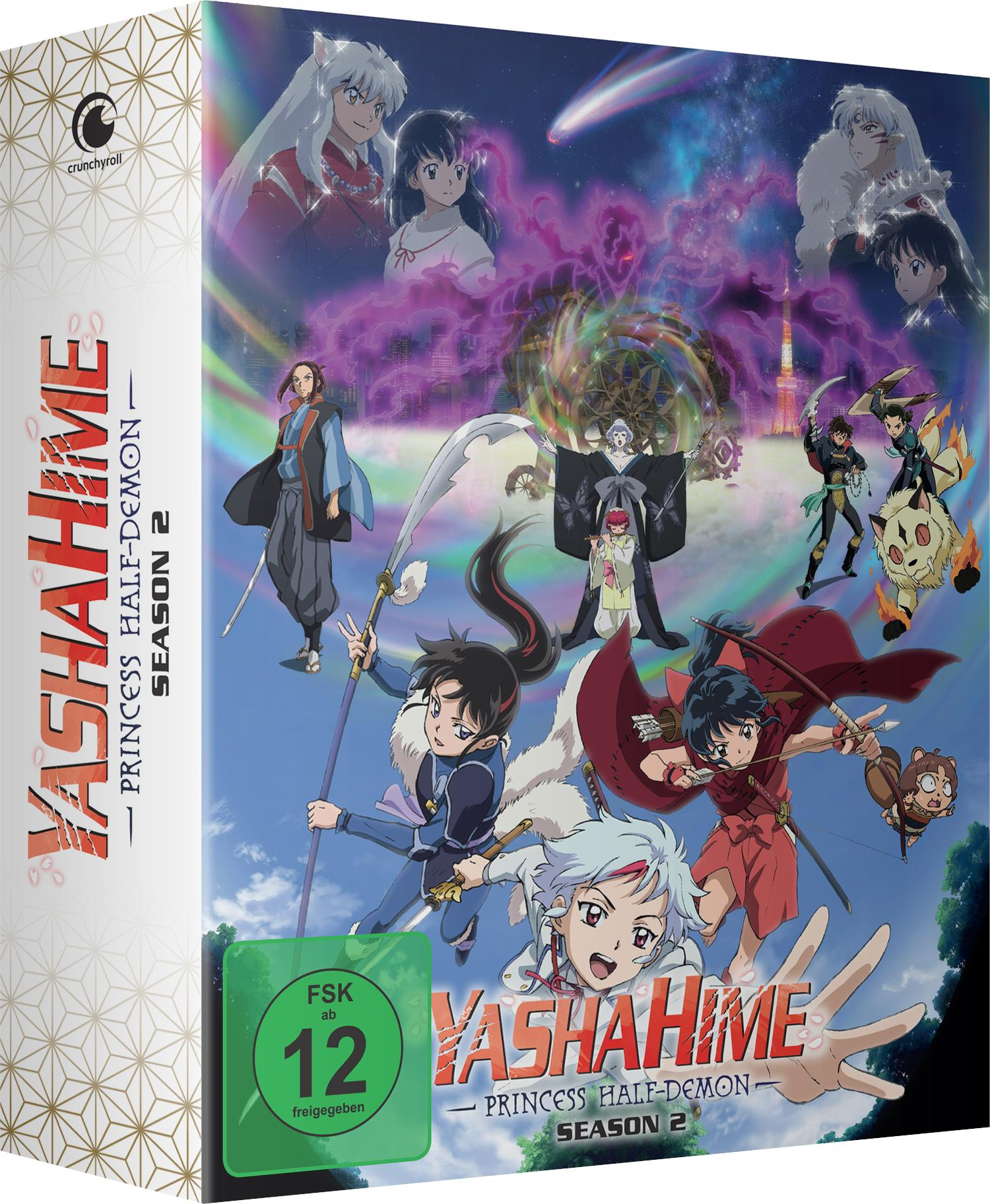 DVD-Cover mit Anime-Charakteren. Der Titel lautet Yashahime Princess Half-Demon Staffel 2.