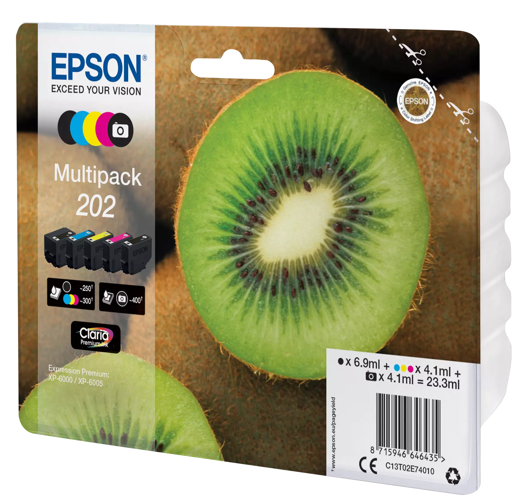 EPSON 202 Kiwi Multipack eredeti tintapatron csomag 1x6,9 ml + 4x4,1 (C13T02E74010)