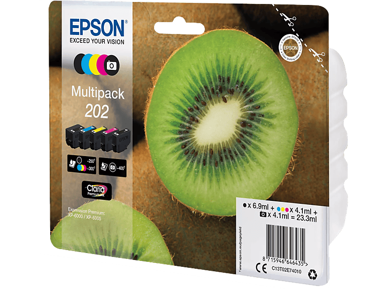 EPSON 202 Kiwi Multipack eredeti tintapatron csomag 1x6,9 ml + 4x4,1 (C13T02E74010)