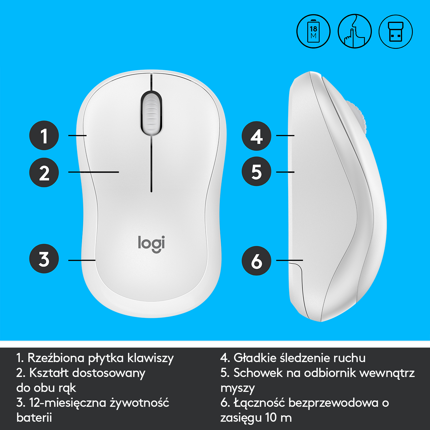 Mysz bezprzewodowa LOGITECH M220 Biały 910-006128