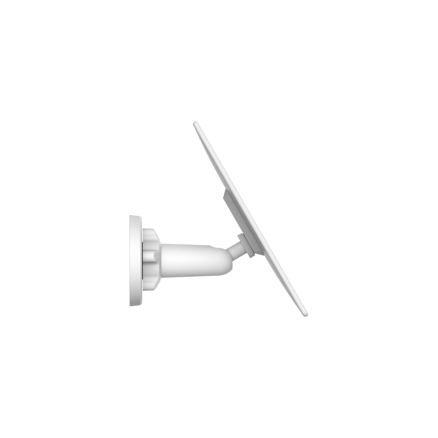 White solar panel mount, side view, angled.