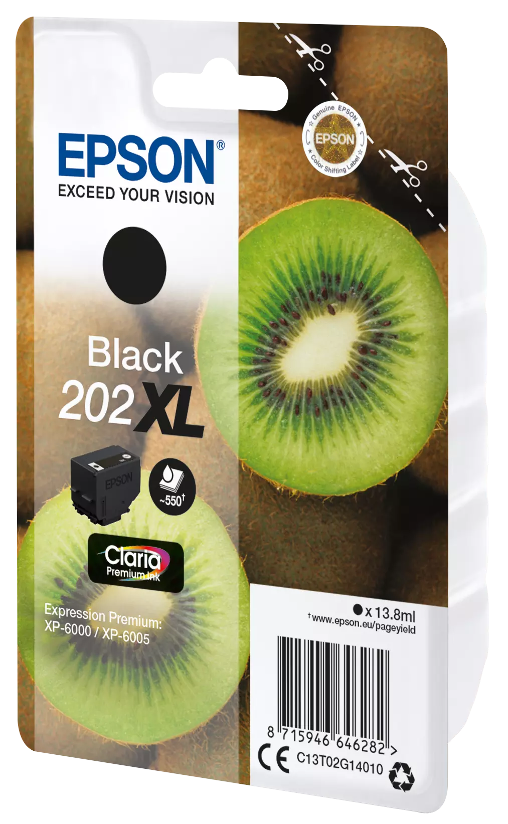 EPSON 202XL Kiwi eredeti tintapatron, fekete, 13,8ml (C13T02G14010)