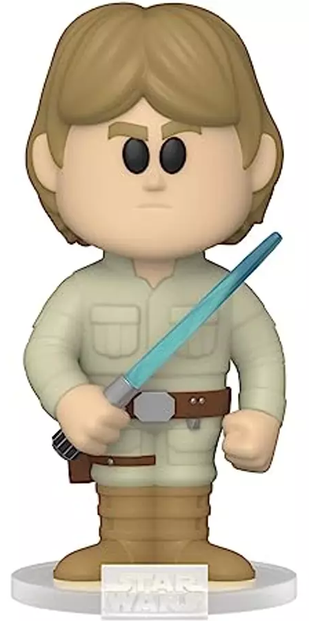 Funko Pop figura Luke Skywalkerrel, aki fénykardot tart, a Star Wars alapján.