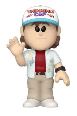 Egy figura egy férfiról, aki egy 'Thinking Cap' feliratú kalapot visel, és integet.