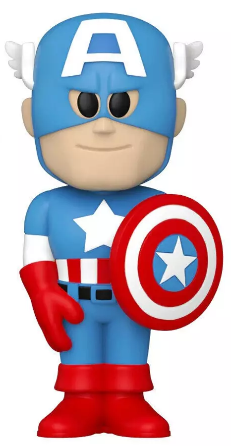 Captain America Funko Pop figura pajzzsal és kék ruhában.