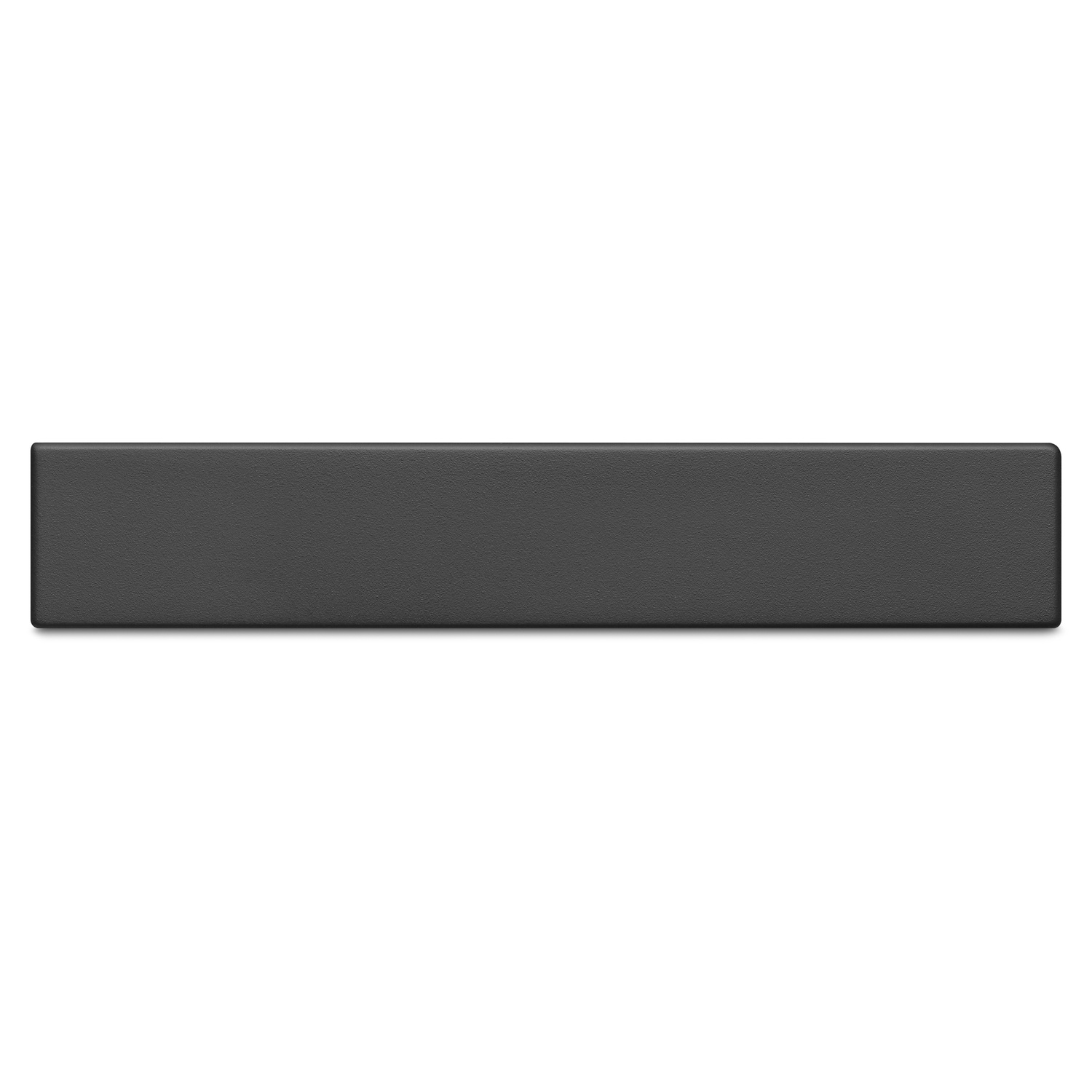 A black rectangle object on a white background.
