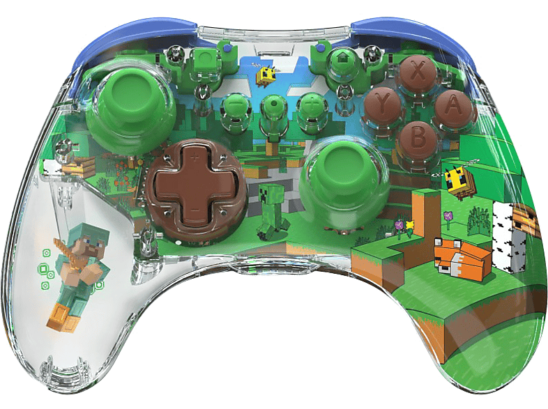 Mando Nintendo Switch - PDP Realmz Wireless Controller Minecraft Forest, Inalámbrico, Con figura coleccionable en el agarre