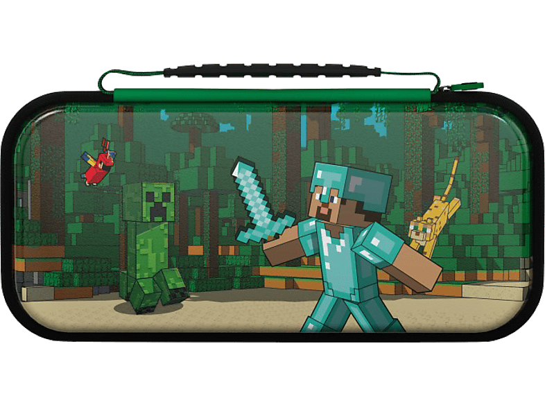 Funda Nintendo Switch - PDP Travel Case Minecraft Forest Battle, Para Switch, Brilla en la oscuridad, Verde