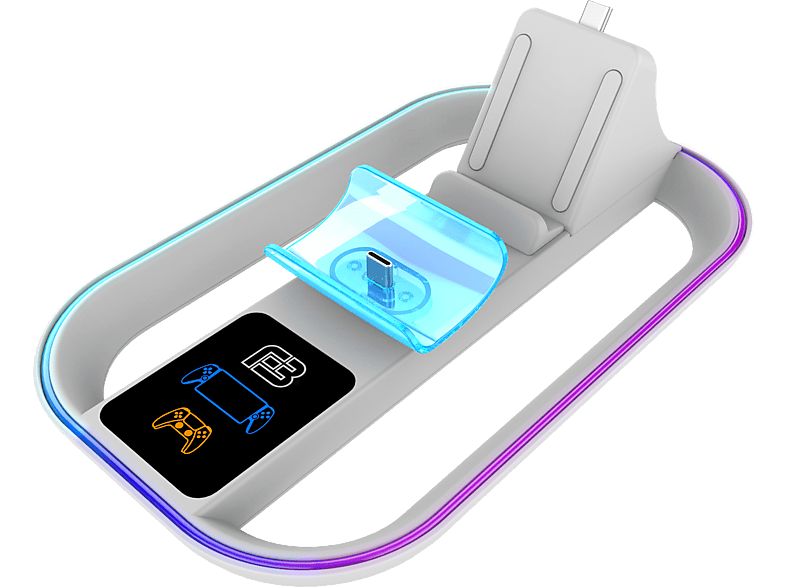 Base de carga – Ardistel BLACKFIRE® Dual Dock RGB, Para PSPortal y DualSense PS5, Blanco