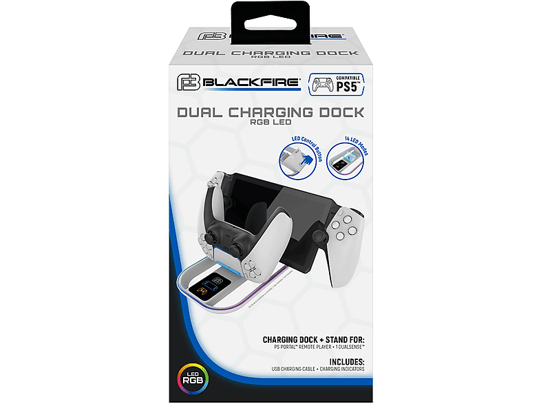 Blackfire Estación De Carga Para El Mando De Ps5 Dual Rgb Led Ps Portal – imagen 2