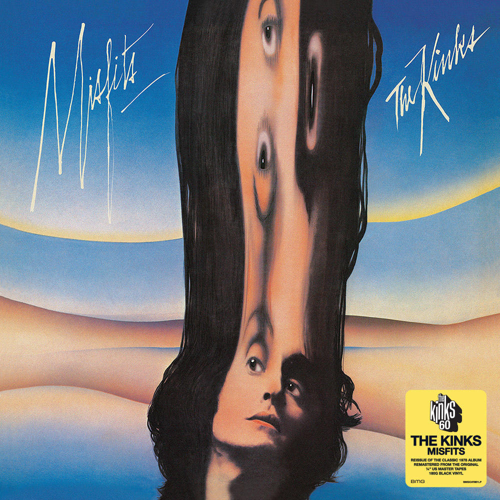 Albumcover mit verzerrtem Gesicht. Titel: 'Misfits' von The Kinks.
