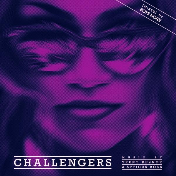 Albumcover mit Frauenkopf in Lilatönen mit Sonnenbrille, Titel 'Challengers'.