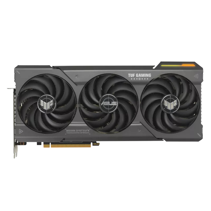 Grafikkarte mit drei Lüftern und ASUS TUF Gaming Logo.