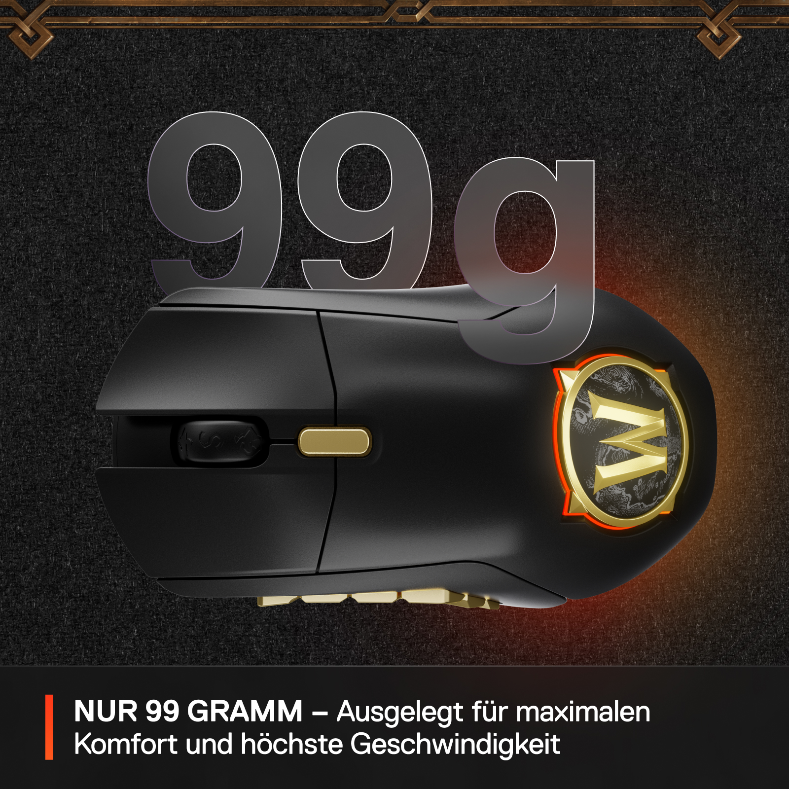STEELSERIES Aerox 9 Wireless World of Warcraft Edition Gaming Maus, Schwarz/Gold