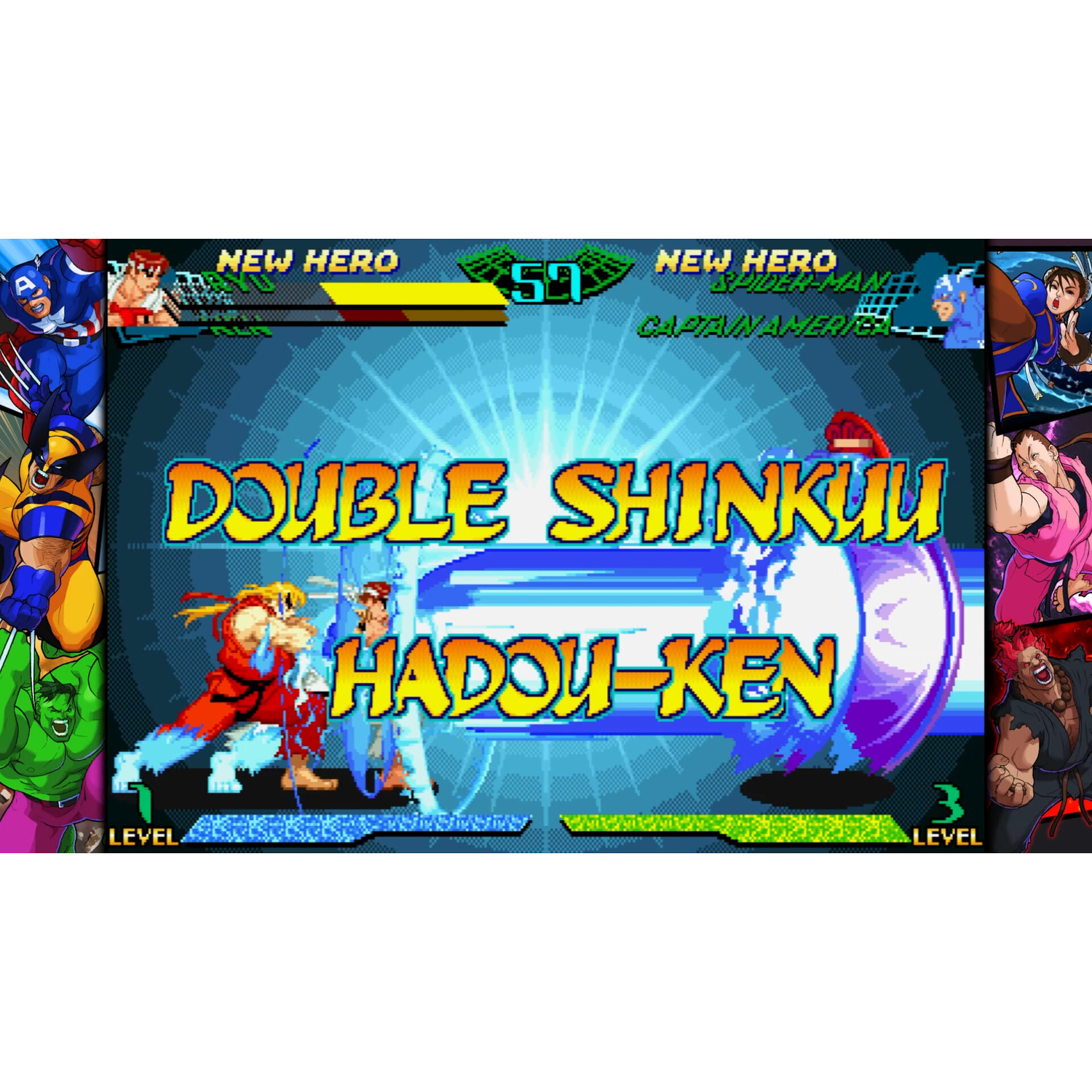 Een videogame scherm toont twee personages in een vechtscène.