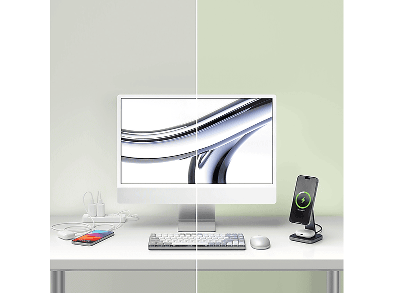 SATECHI 2-in-1 Foldable Qi2 Wireless Charging Stand, Grau/Schwarz; Ladestation — Foto 4 von 5