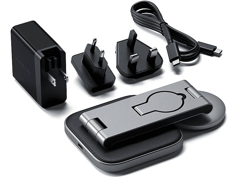Satechi 3-in-1 QI2 Wireless Charging Stand, Schwarz/Grau; Wireless Charger — Foto 4 von 5