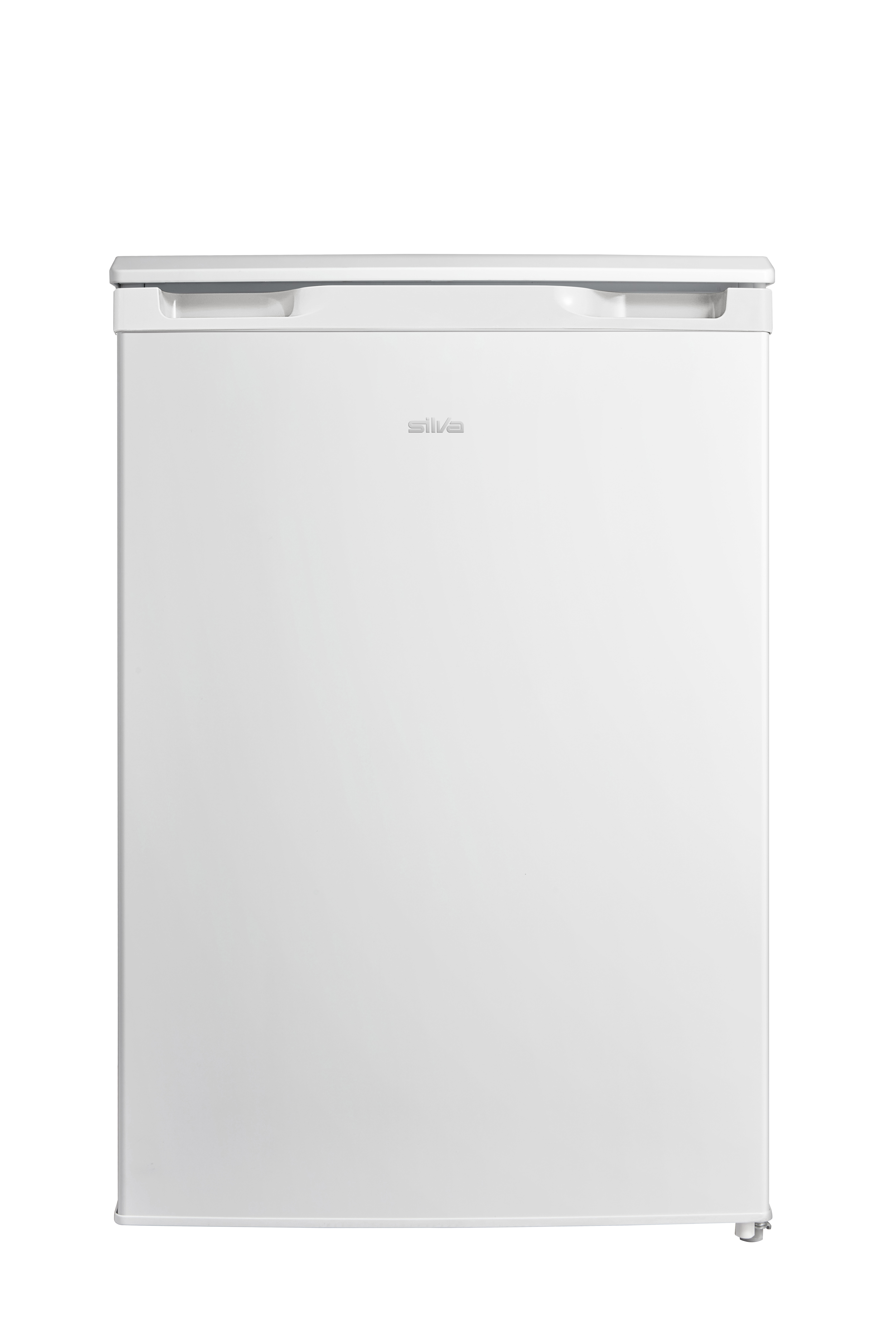 Weißer Kühlschrank mit silbernem Griff und dem Markennamen 'silva' vorne.