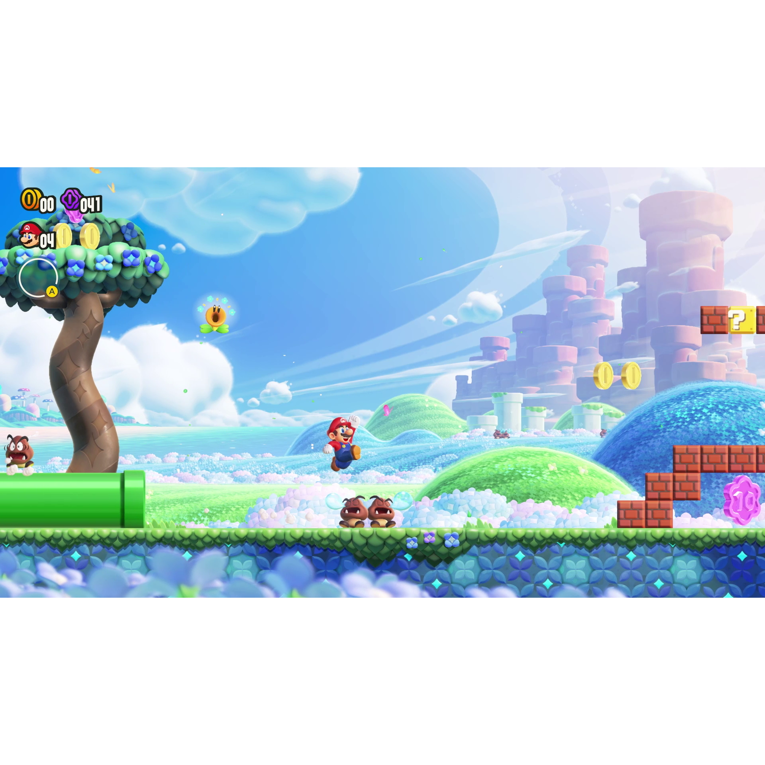 Mario rent op een level uit Super Mario Bros.