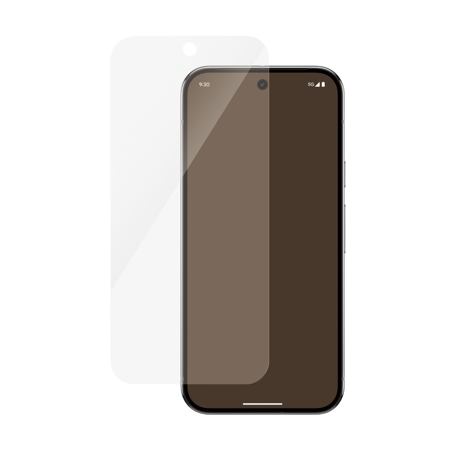 Un écran de téléphone portable avec un protecteur d'écran à côté.