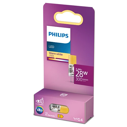 Philips LED-Glühbirnenverpackung mit Glühbirne, auf weißem Hintergrund.