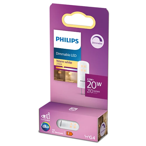 Philips LED-Lampenverpackung mit Lampenbild und Produktdetails.