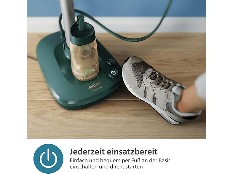 Philips AIS6020/70 All-in-One 6000 Series Bügelkomplettlösung Dampfbügeleisen, Steamer & Bügelbrett (1800 Watt, 1,1 l Wassertank, dunkelgrün/gold) — Foto 3 von 5