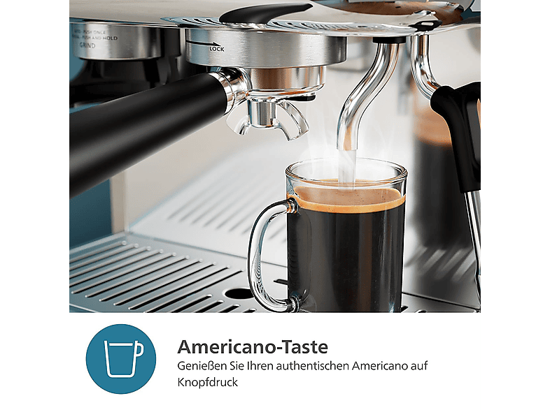 Philips PSA3218/01 Barista Brew Halbautomatische Espressomaschine (Silber, Konisches Mahlwerk aus Metall, 1350 Watt, 15 bar) — Foto 5 von 5