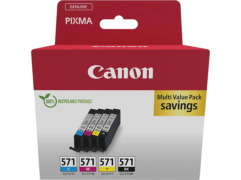 Canon CLI-571, 349 páginas, Negro, Magenta, Cian, y Amarillo