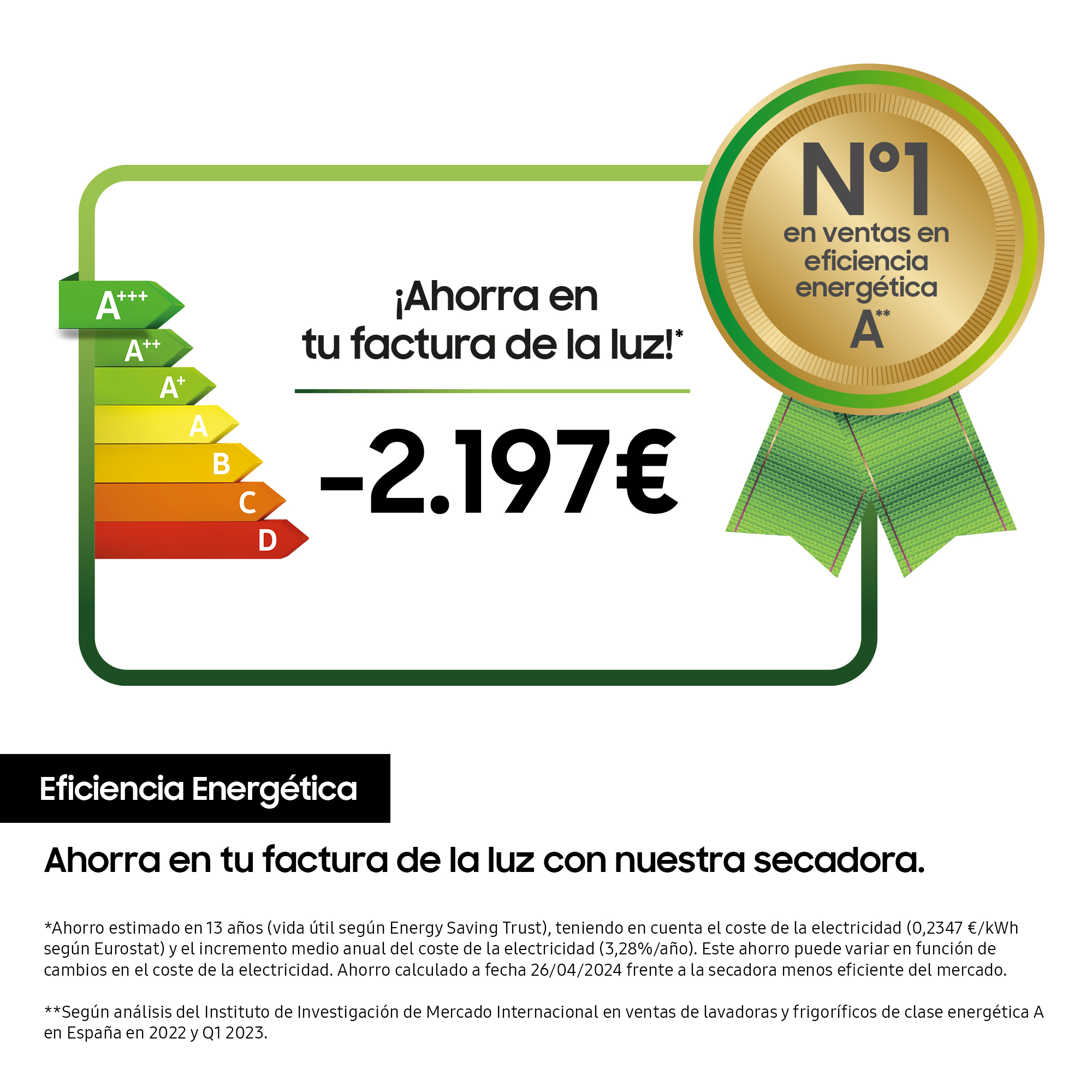 Secadora bomba de calor - Samsung DV90CGC2A0TEEC, 9 Kg, 13 programas, WiFi con SmartThings, OptimalDry, Blanco