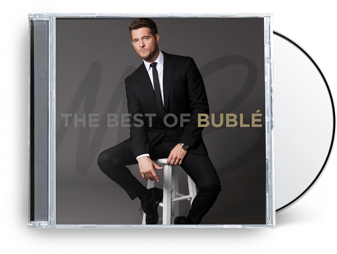 CD tok Michael Bublé-val a borítón. Öltönyben van, egy széken ül. A szöveg: 'The Best of Bublé'.
