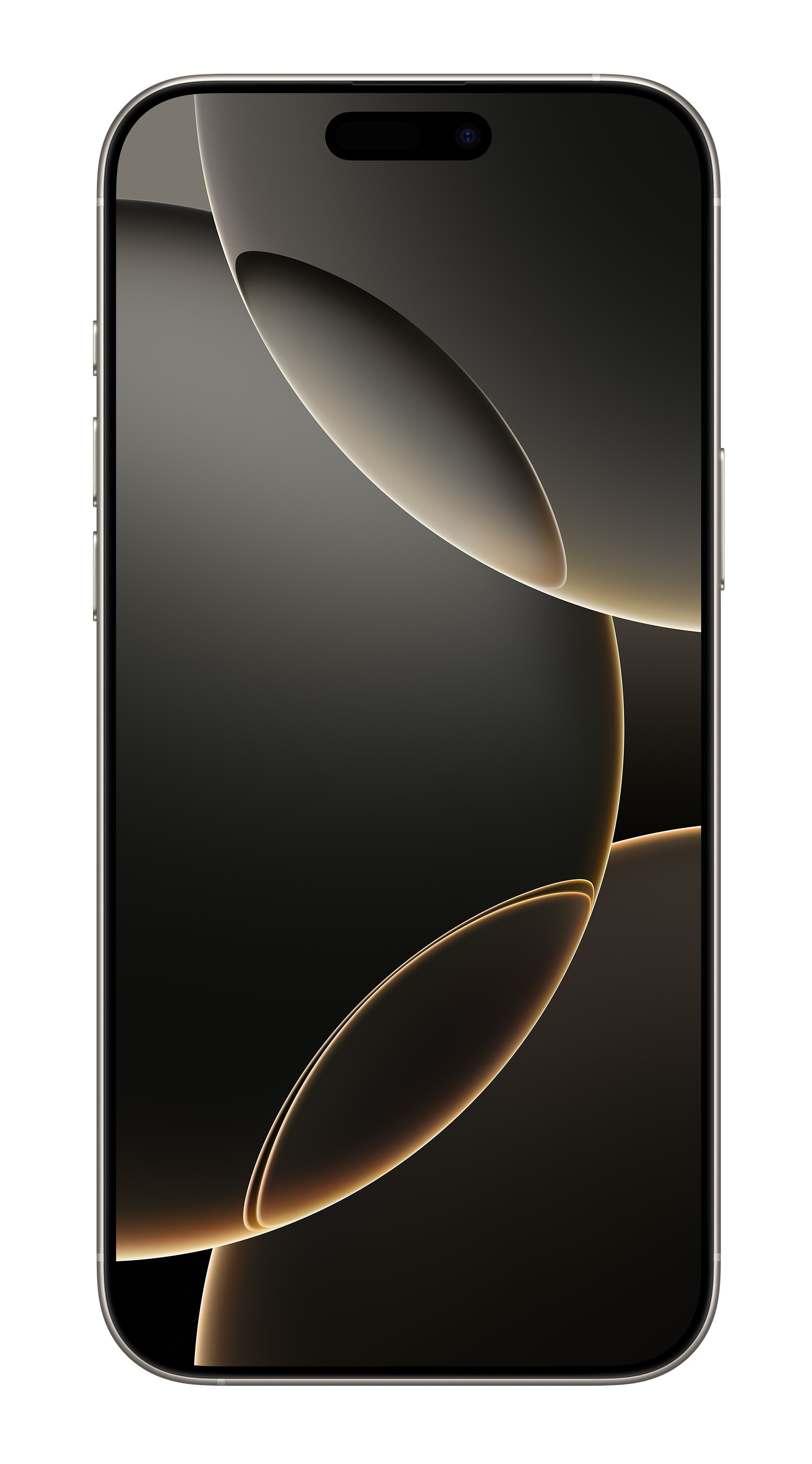 Smartfon z ciemnym tłem i złotą poświatą. Widoczne obiektywy aparatu.