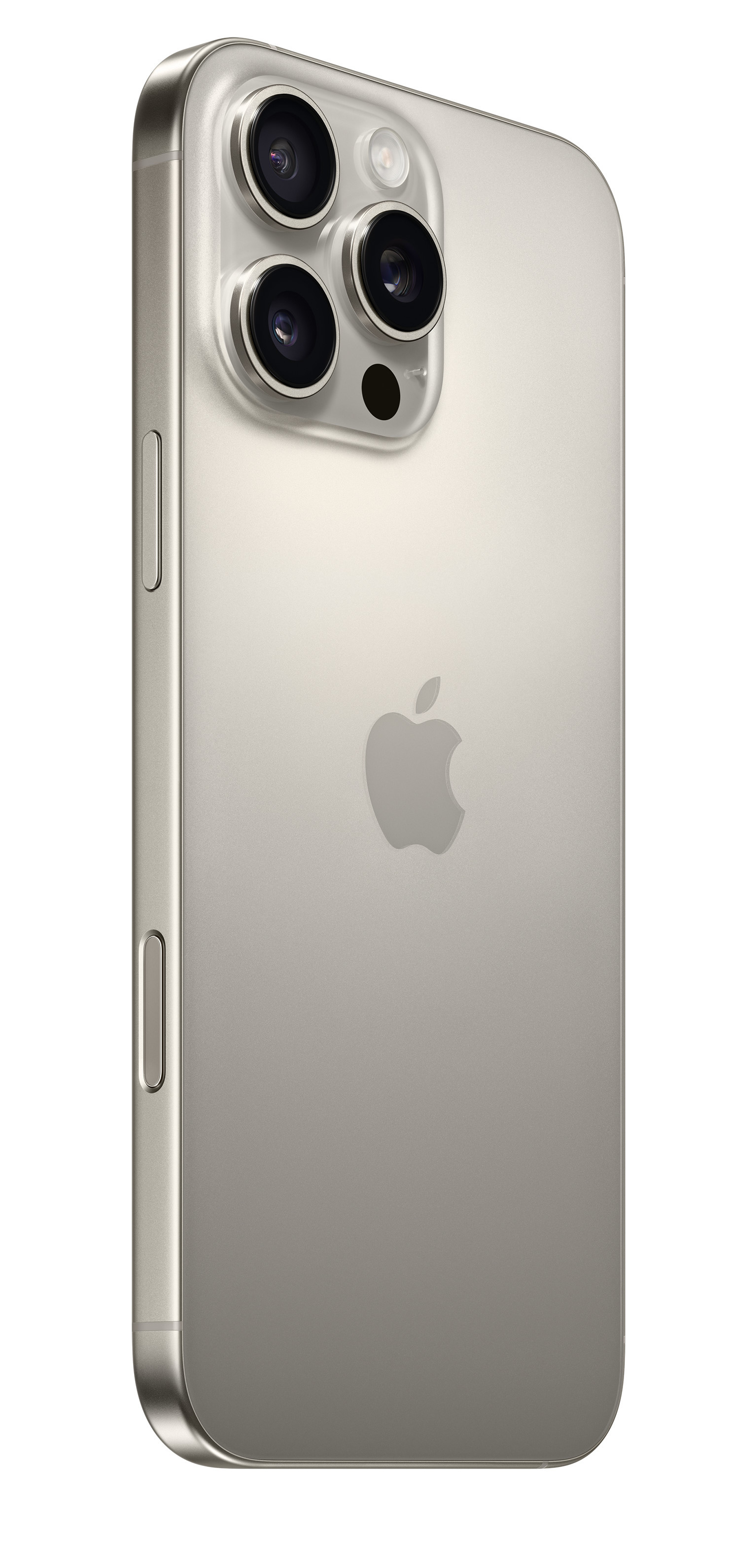 Złoty iPhone, strona z aparatem do góry, pokazujący potrójne obiektywy aparatu.