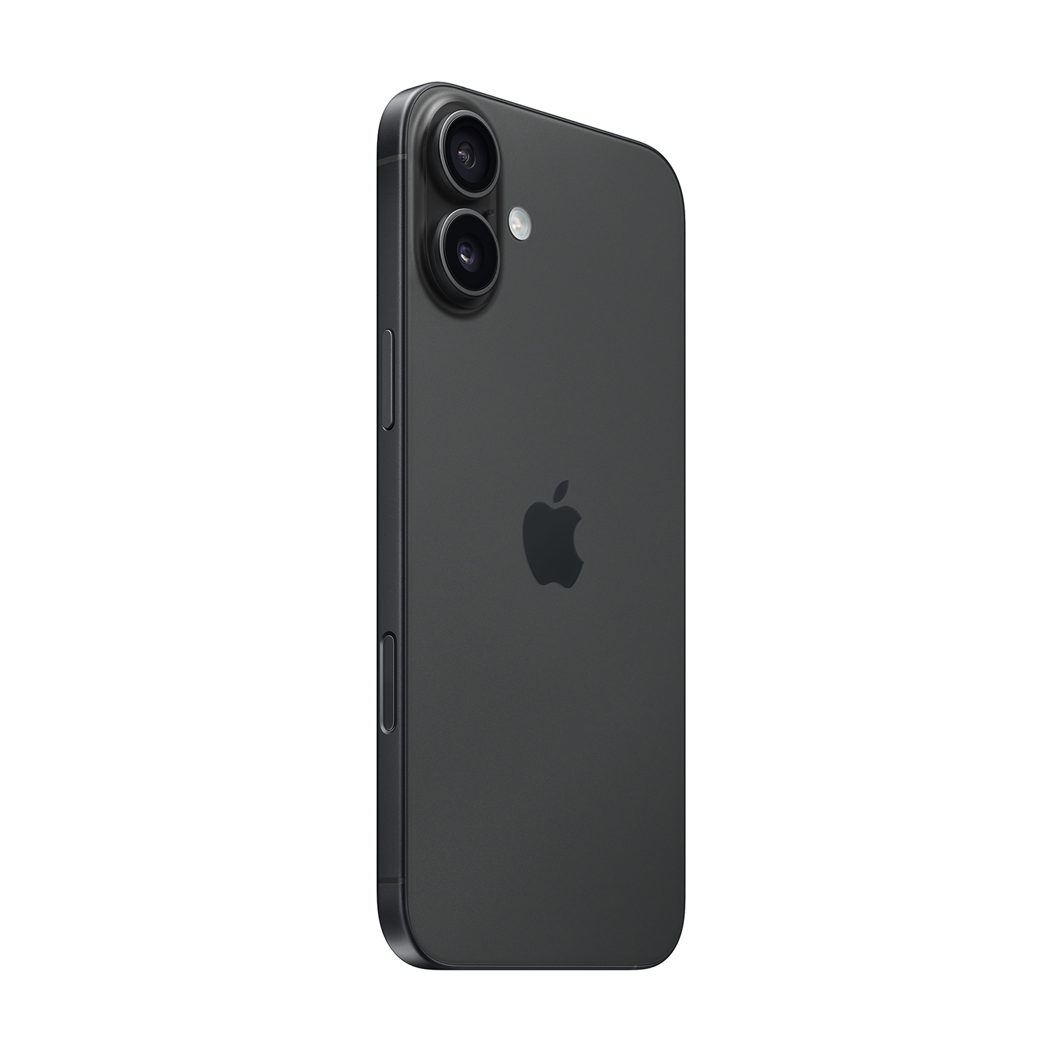 Un iPhone nero con due fotocamere, visto dal retro.