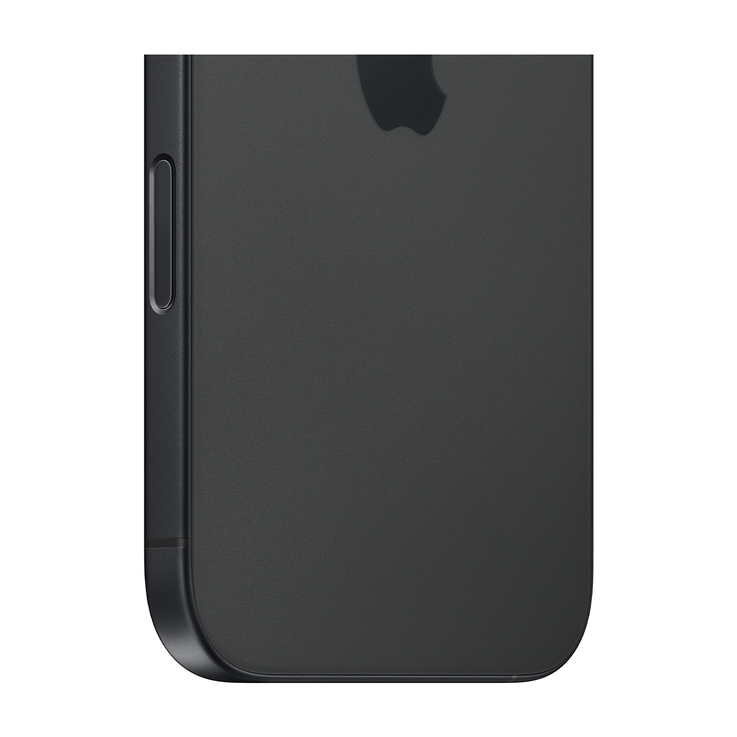 Primo piano del lato di uno smartphone nero con un pulsante.