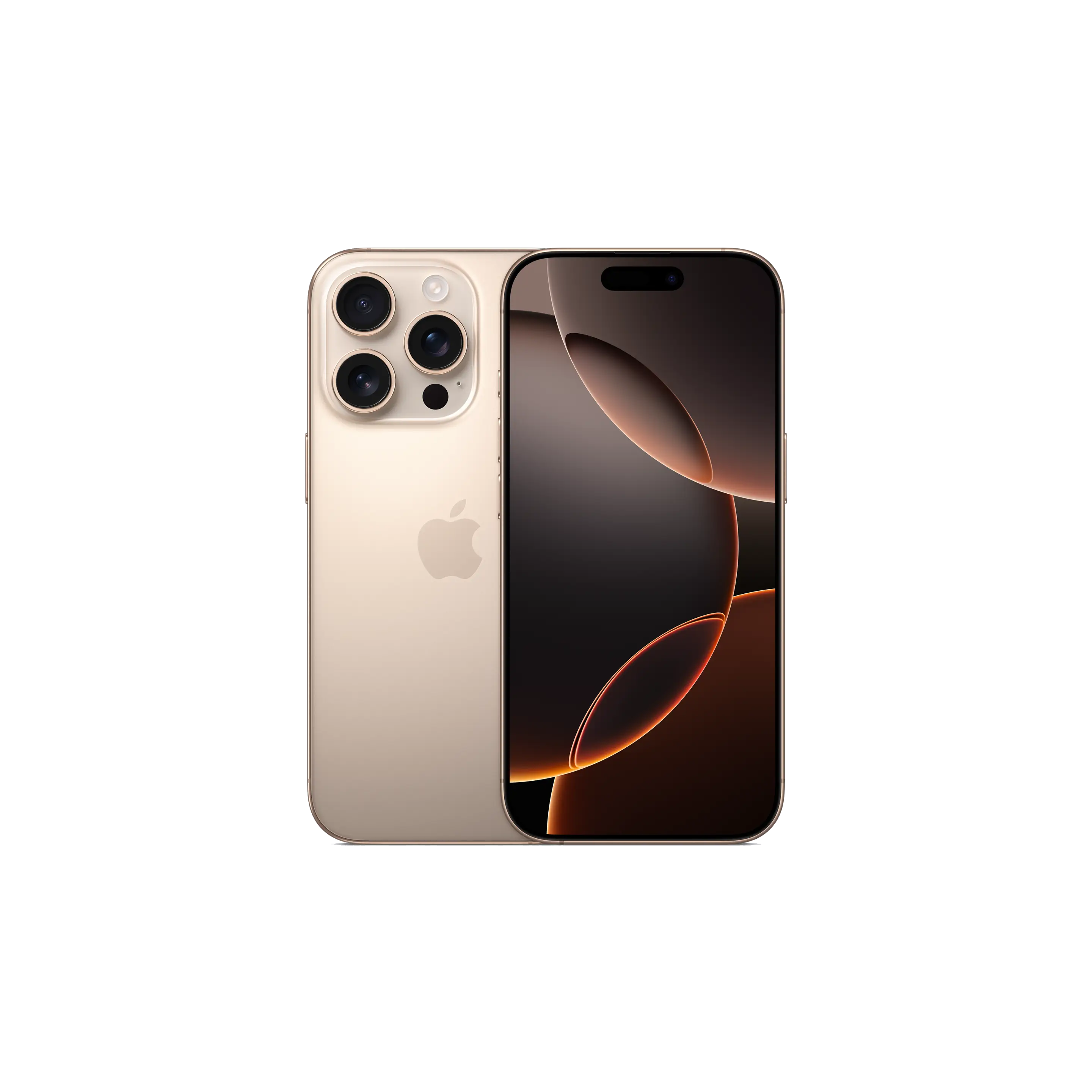 Un iPhone dorado con tres cámaras en la parte posterior y la pantalla a la derecha.