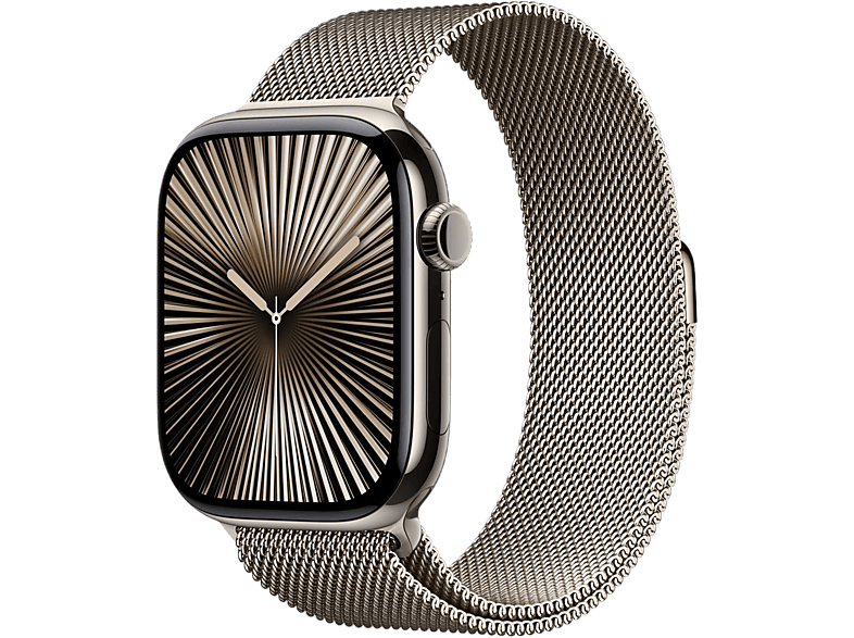 Apple Watch S10 GPs + Cellular 46 Mm Titanium Natural Kast Milanese Loop Band S/m (mc7r4qf/a)