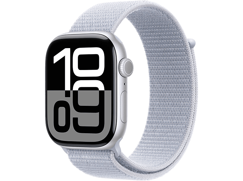 Apple Watch S10 GPs 42 Mm Boîtier Aluminum Silver Bracelet Blue Cloud Sport Loop (mwwg3qf/a)