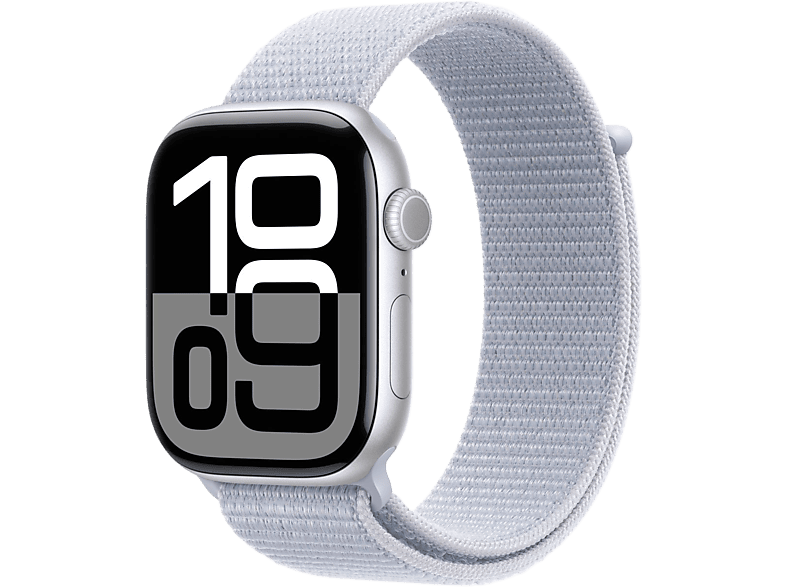 Apple Watch S10 GPs 42 Mm Aluminum Silver Kast Blue Cloud Sport Loop Band (mwwg3qf/a)