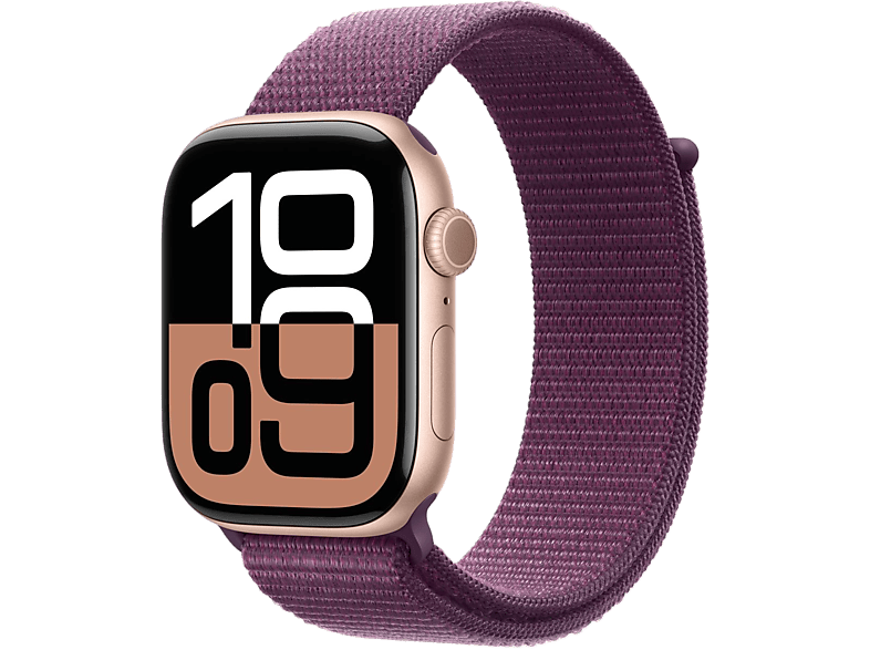 Apple Watch Series 10 GPS 46 mm Boîtier en Aluminium Or Rose avec Boucle Sport Prune