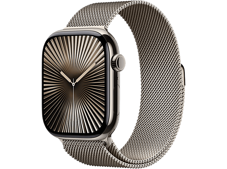 Apple Watch S10 GPs + Cellular 42 Mm Titanium Natural Natural Milanese Loop Band (mwxg3qf/a)
