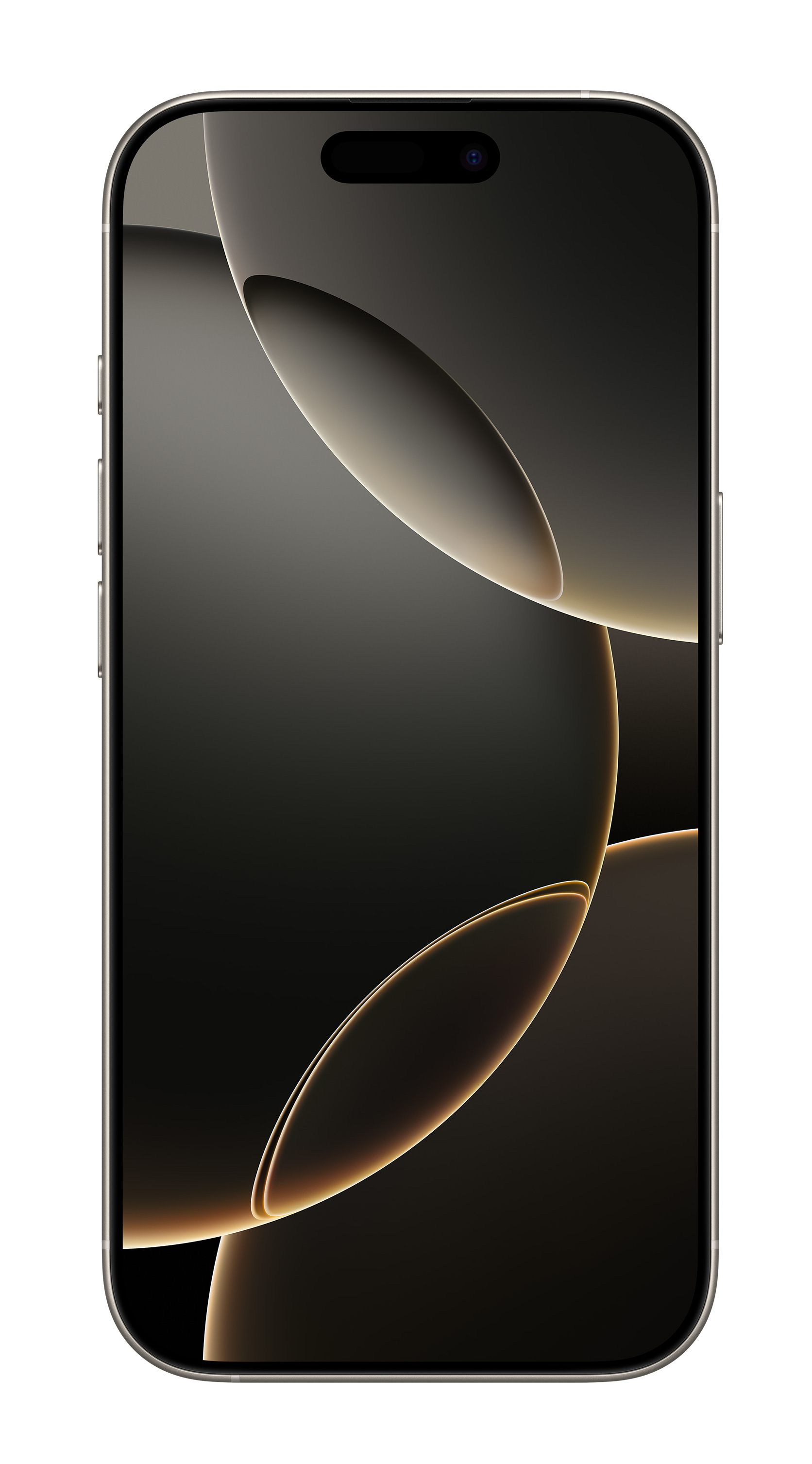Czarny i złoty iPhone z tapetą przedstawiającą abstrakcyjne złote krzywe.