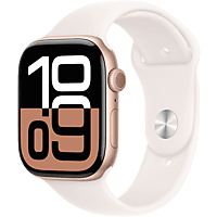 MediaMarkt APPLE Watch Series 10 GPS 46mm Light Blush Sport Band S/M Smartwatch Rose Gold aanbieding