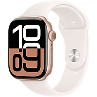 MediaMarkt APPLE Watch S10 GPS 42mm Rubber band M/L Smartwatch Rose Gold aanbieding