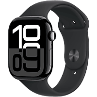 MediaMarkt APPLE Watch S10 GPS 42mm Rubber band S/M Aluminium Smartwatch Jet Black aanbieding