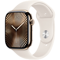 MediaMarkt APPLE Watch Series 10 GPS + Cellular 46mm Starlight Sport Band S/M Smartwatch Gold aanbieding