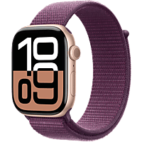 MediaMarkt APPLE Watch Series 10 GPS + Cellular 46mm Plum Sport Loop Smartwatch Rose Gold aanbieding